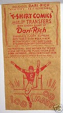 Vintage Dari Rich 1951 Milk Bottle Hanger Old Football Transfer Old Store Stock picture