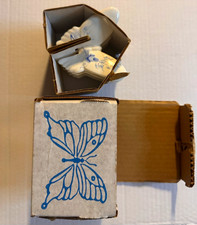 Homco White & Blue Glossy Ceramic Butterfly Figurine, Boxed (1 Pack) picture