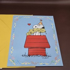 Vintage Peanuts Birthday Card with Envelope Snoopy Woodstock New 1958 Syndicate  picture