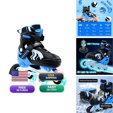 SMOOJOY Inline Skates Kids Light-Up Wheels Aluminum Frame Black Blue Blade picture