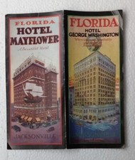 Vtg 40s Brochure Jacksonville Florida Hotel George Washington & Hotel Mayflower  picture