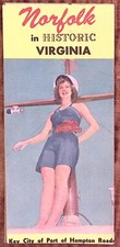 1950s HISTORIC NORFOLK VIRGINIA ADVERTISING FOLD OUT TRAVEL BROCHURE Z3997 picture