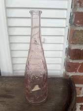 VINTAGE IKEA Daisy Flower Pink Glass Bottle Vase Emma Dafnas  11.5” picture