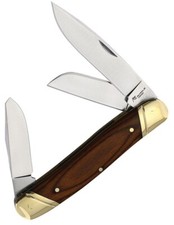 Katz Stockman Pocket Knife Satin Finish Stainless Steel Blades Walnut Handle picture
