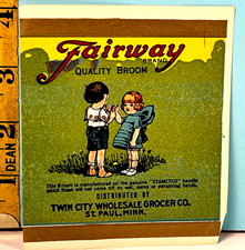 Vintage Fairway Quality Broom, Twin City Wholesale Grocer Co Adv Label. picture