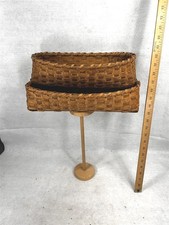 antique basket 2 tier double wall hanging splint ash New England 19thc rare  picture