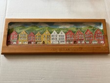 Treskjaering Bergen Nwy Wd Plaque Bryggen wharf- Herang Handwk Scand Wall Art picture