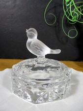 Crystal Frosted Bird Octagonal Paperweight Figurine Hofbauer  picture