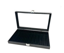 Straight Edge Razor Black Glass Top 10 Slot Collectors Hobby Display Case picture