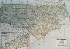 Vintage 1945 WORLD WAR 2 ERA NORTH CAROLINA & SOUTH CAROLINA MAP picture