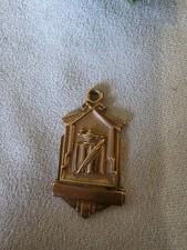 Vintage Unmarked Academic Award Charm Gold Tone Art Deco School Medal Pendant picture