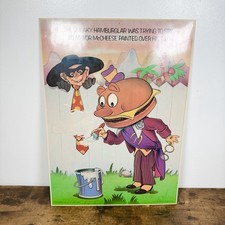 VTG McDonaldland Laminated Store Display Poster Hamburglar & Mayor McCheese 1976 picture