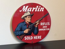 Marlin  Arms Rifles Ammunition Vintage Style Metal Sign Hi Gloss picture