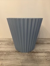 Vintage FESCO 4836 Ribbed Plastic Wastebasket - Mid-Century Modern Blue Trashcan picture
