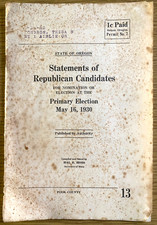 1930 REPUBLICAN CANDIDATES FOR PRIMARY ELECTION vintage political booklet OREGON picture