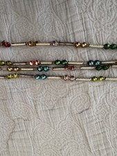 Antique 1930s Mercury Glass Bead Garland Christmas Xmas Multicolor Colorful 58