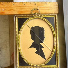 Gold Tone Metal Ornate Hanging Silhouette Photo Frame, Portrait, 7.5 x 9.5