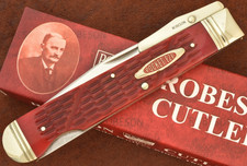 ROBESON SHUREDGE CUTLERY WORM GROOVE RED BONE SWING GUARD LOCKBACK CHEETAH KNIFE picture