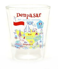 Denpasar (Bali) Indonesia Landmarks and Icons Collage Shot Glass picture