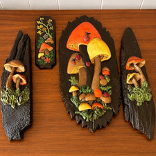 1970s chalkware 3D mushroom wall hangers picture