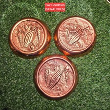 3 Vintage COPPER MOLDS Fruits and Vegetables Wall Decor Lot Of 3 *FAIR CONDITION picture