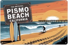 Pismo Beach California Surfing Vintage Tin Metal Signs Home Décor 8x12 picture