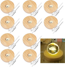10 Pcs Wooden LED Display Bases Round Wood Display Lighted Bases for Glass Art L picture