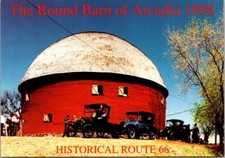 Round Barn Arcadia Route 66 Old 1920's Cars Oklahoma c1990 Postcard picture