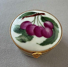 Beautiful Vintage Limoges France Cherries Paint Mein Trinket Box picture