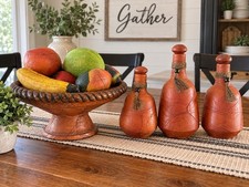 Stunning Mid-Century Modern Mexican Stitched Patchwork Leather Centerpiece & Dec picture