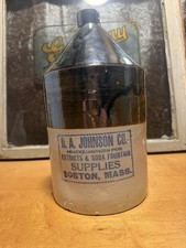 H. A. Johnson Co. SODA FOUNTAIN Extracts Boston MA Advertising Stoneware Jug picture