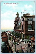 c1910's Venice California Antique Postcard The Auditorium Exterior Crowd Railway picture