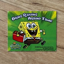 VINTAGE 2003 SPONGEBOB SQUAREPANTS BRING READING AROUND TOWN STICKER VIACOM 2.5” picture