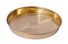 Brass Hammered Dinner Plate Round Design Pooja Dinnerware and Tableware 12Inch picture