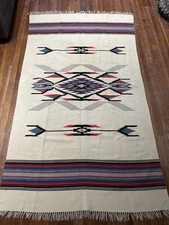 Vintage 1940s Chimayo  Blanket Rug 86x42 picture