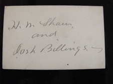 JOSH BILLIONGS HENRY WHEELER SHAW AMERICAN HUMORIST SIGNED CARD picture