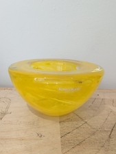 Vintage Kosta Boda Atoll Yellow Art Glass Bowl By Anna Ehrner 4.5” picture