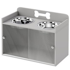 PawHut Elevated Dog Bowls with Storage - Raised Dog Bowl Stand with 2 Stainle... picture