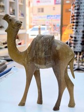 Handcrafted Wooden Camel Figurine Vintage Carved Desert Animal Statue Decor picture