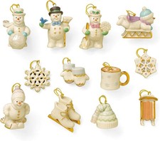 Lenox Snow Pals 12 Piece Ornament Set Christmas Snowman Porcelain Miniature picture