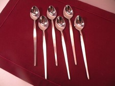 Set Of 6 MCM Noritake LINDEN Satin Stainless 18-8 Japan Iced Tea Spoons 7-1/8