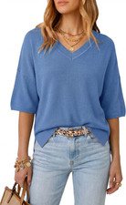 Women'S Wool Blend Elbow Sleeve Summer Oversized Casual Sweater picture