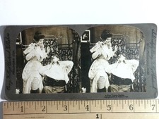 A Fair Young Barber Stereoview William H. Rau 1907 Philadelphia Humorous picture