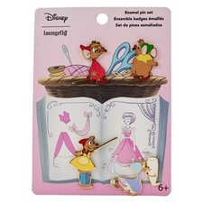 Loungefly - Making a Lovely Dress For Cinderelly 4 Pin Set - Disney Pin Gus Jaq picture