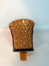 Vintage Diamond Point Amber Glass Peg Votive Candle Holder Golden Brown  picture