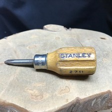 STANLEY No. 1 PHILLIPS STUBBY WOOD HANDLE SCREWDRIVER #2711 Made in USA RARE picture