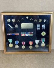 US ARMY SGT Named Medals/Ribbons Shadowbox Desert Storm/Kuwait/SW Asia 2D 17x15” picture