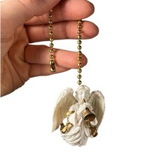 NWT Vintage White & Gold Trumpeting Angel Fan Pull picture