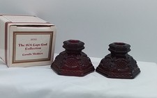 AVON THE 1876 CAPE COD COLLECTION RUBY RED 2 TAPER CANDLEHOLDER VINTAGE NEW BOX picture