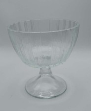 Vintage FTD Ribbed Design, Clear Glass Footed Compote - Made in USA 5 1/2